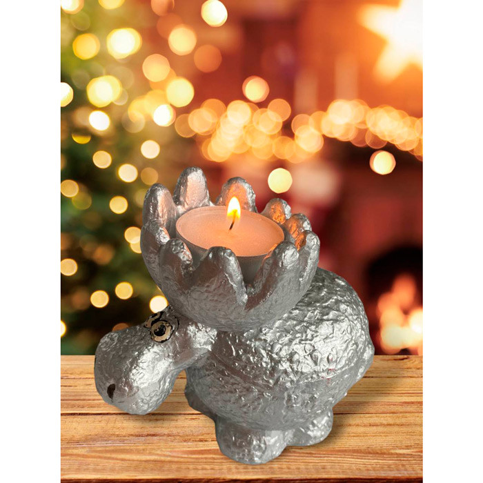 Подсвечник новогодний на стол лось серебро под свечу чайную - фото 2 - id-p221304786