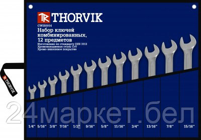 Thorvik CWIS0012 CWIS0012 Набор ключей гаечных комбинированных дюймовых в сумке 1/4"--15/16", 12 предметов, фото 2