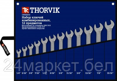 Thorvik CWIS0012 CWIS0012 Набор ключей гаечных комбинированных дюймовых в сумке 1/4"--15/16", 12 предметов - фото 1 - id-p221103851