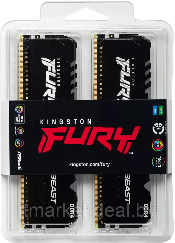 Модуль памяти 16Gb (2*8Gb) Kingston FURY Beast RGB (KF432C16BB2AK2/16) - фото 4 - id-p221312344