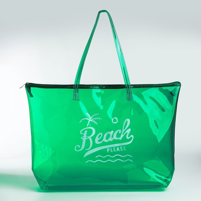 Сумка пляжная "Beach please", 50*35*11, зелёный цвет - фото 2 - id-p221324171