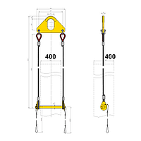 Траверса для монтажа железобетонных колонн 400х400мм за верхнее отверстие d-50мм, 5т, 3м, РОМЕК 400-5,0-50-3,0