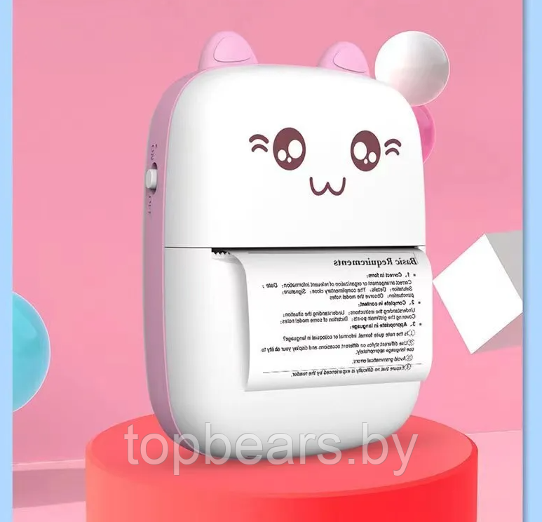 Портативный мини принтер Mini Learns Printer для печати с телефона Розовый - фото 9 - id-p221324533