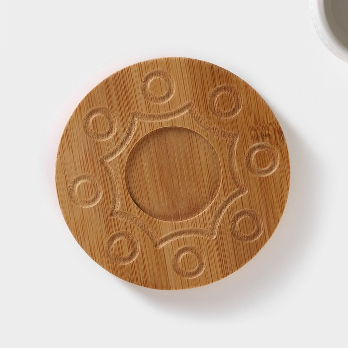 Набор кофейный фарфоровый на деревянной подставке Доляна «Эстет», 15 предметов: чайник 850 мл, 4 кружки 70 мл, - фото 4 - id-p221325979