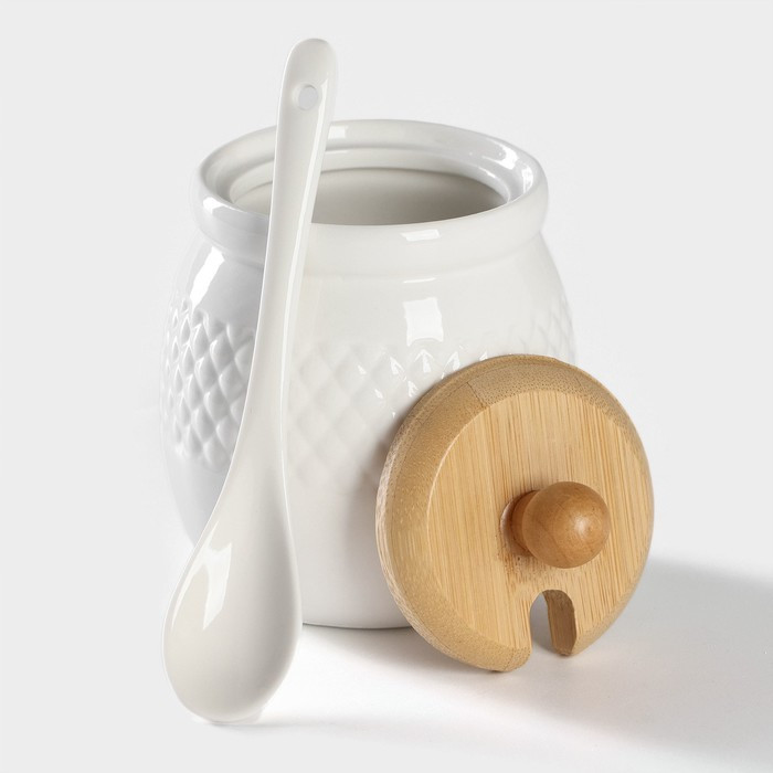 Набор кофейный фарфоровый на деревянной подставке Доляна «Эстет», 15 предметов: чайник 850 мл, 4 кружки 70 мл, - фото 8 - id-p221325979