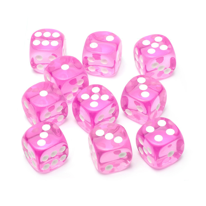 Набор кубиков D6 STUFF PRO 10 шт., прозрачный розовый - фото 1 - id-p221324258