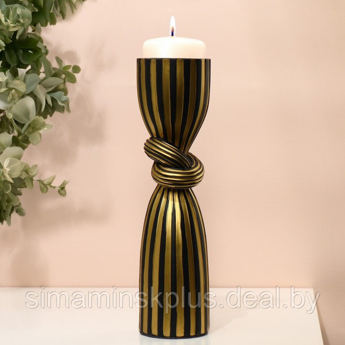 Подсвечник для одной свечи «Узел», цвет черно-золотой 29,5 х 7,5 х 7,5 см - фото 1 - id-p221330508