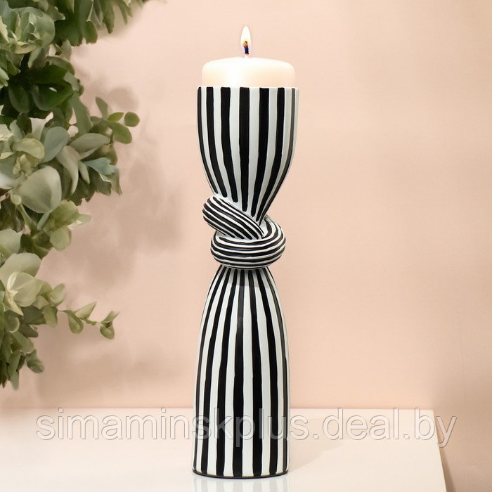 Подсвечник для одной свечи «Узел», цвет бело-черный 29,5 х 7,5 х 7,5 см - фото 1 - id-p221330509