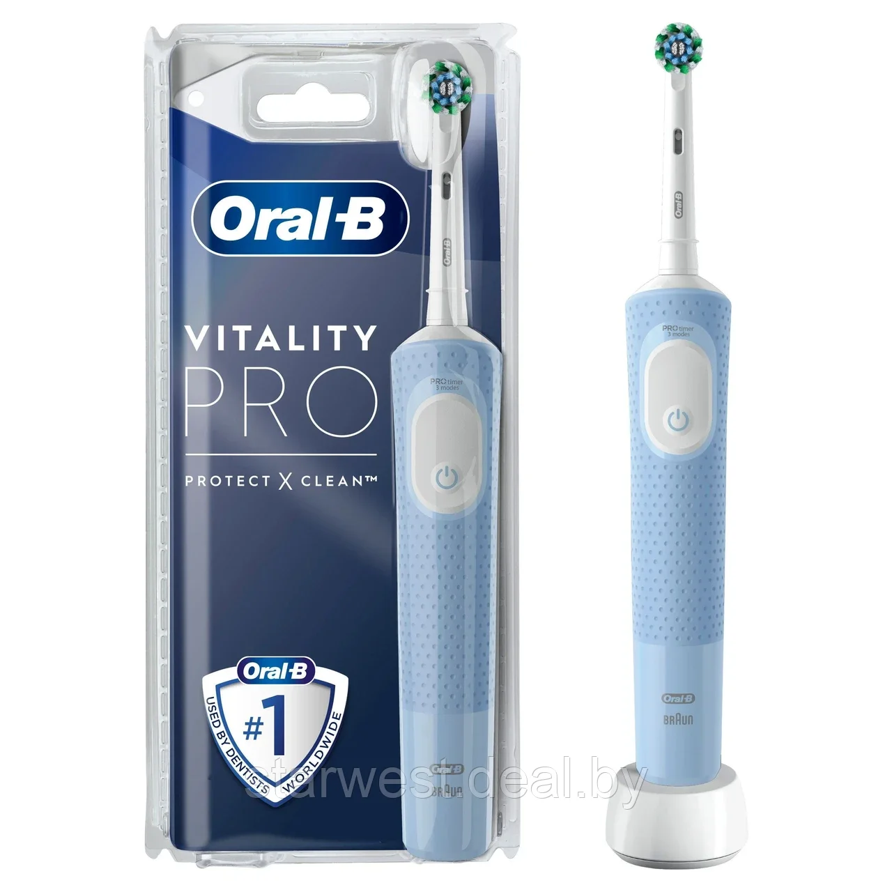 Oral-B Braun VITALITY PRO Protect X Clean Vapor Blue Cross Action Электрическая зубная щетка D103.413.3 - фото 1 - id-p221335209