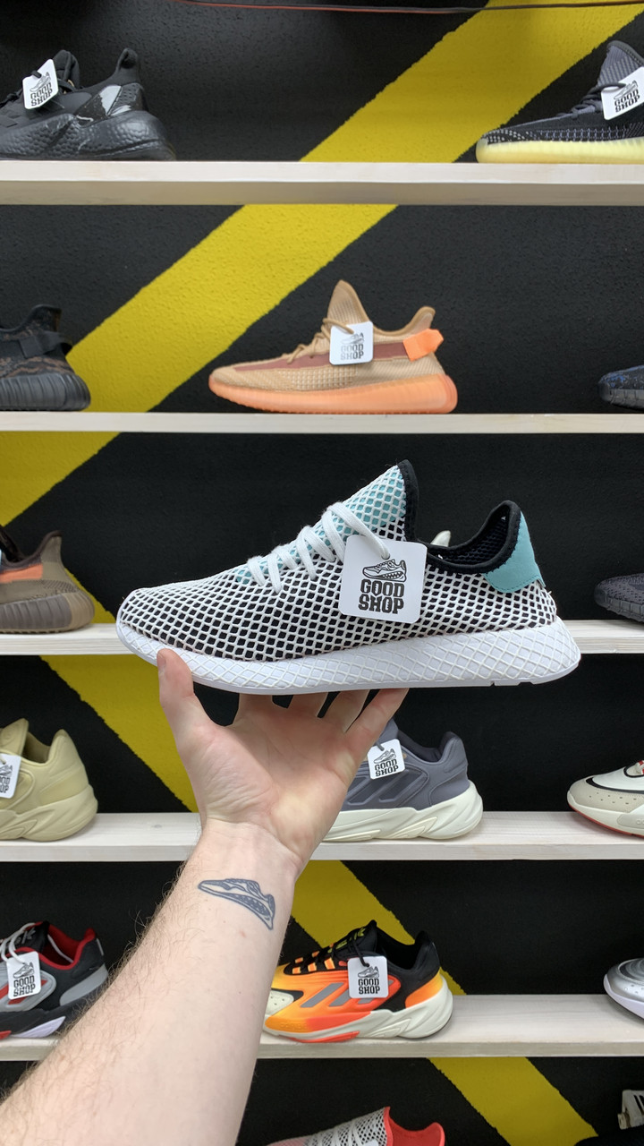 Кроссовки Adidas Deerupt Runner White Black Mint - фото 1 - id-p154225699