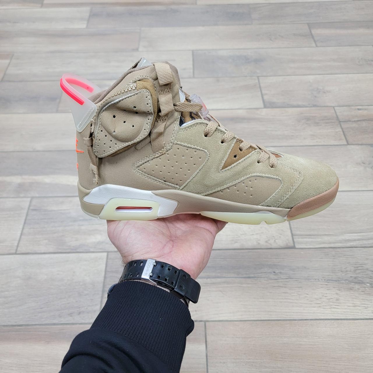 Кроссовки Travis Scott X Air Jordan 6 Retro British Khaki - фото 2 - id-p221146885