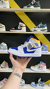 Кроссовки Nike Air Jordan 1 Mid White Blue Orange