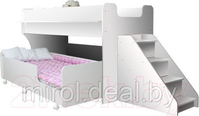 Двухъярусная кровать детская Капризун 12 Р444-2 с лестницей и ящиками - фото 1 - id-p221342159