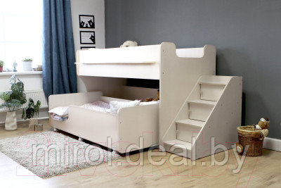 Двухъярусная кровать детская Капризун 12 Р444-2 с лестницей и ящиками - фото 2 - id-p221342159