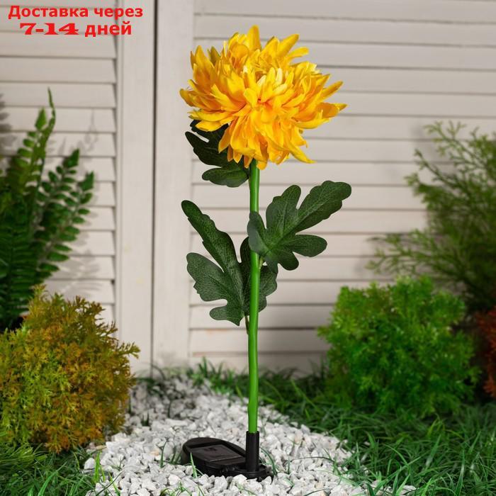 Фонарь садовый на солнечной батарее "Хризантема желтая" 80 см, 1 LED, БЕЛЫЙ - фото 3 - id-p221317417