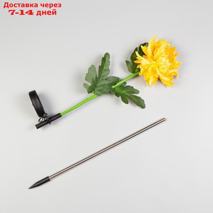 Фонарь садовый на солнечной батарее "Хризантема желтая" 80 см, 1 LED, БЕЛЫЙ - фото 4 - id-p221317417