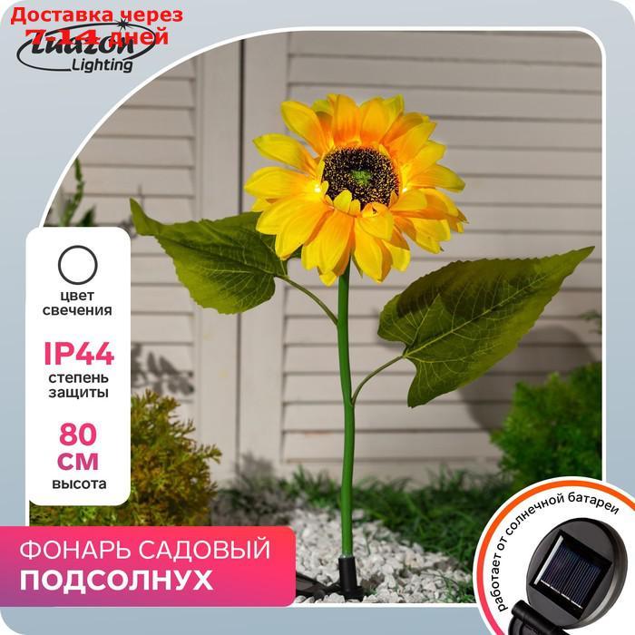 Фонарь садовый на солнечной батарее "Подсолнух" 80 см, 5 LED, БЕЛЫЙ - фото 1 - id-p221317420