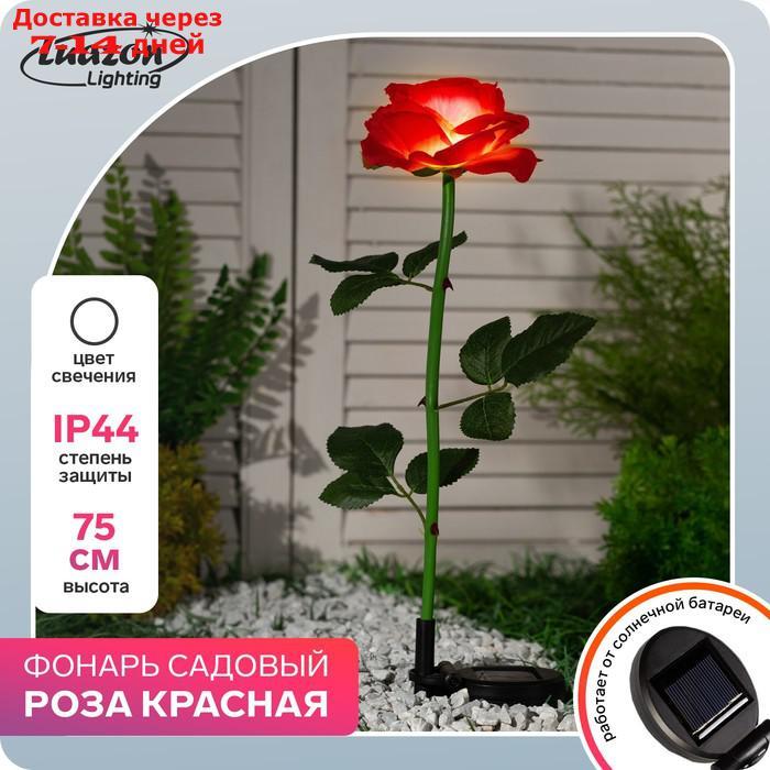 Фонарь садовый на солнечной батарее "Роза розовая" 75 см, 1 LED, БЕЛЫЙ - фото 1 - id-p221317423