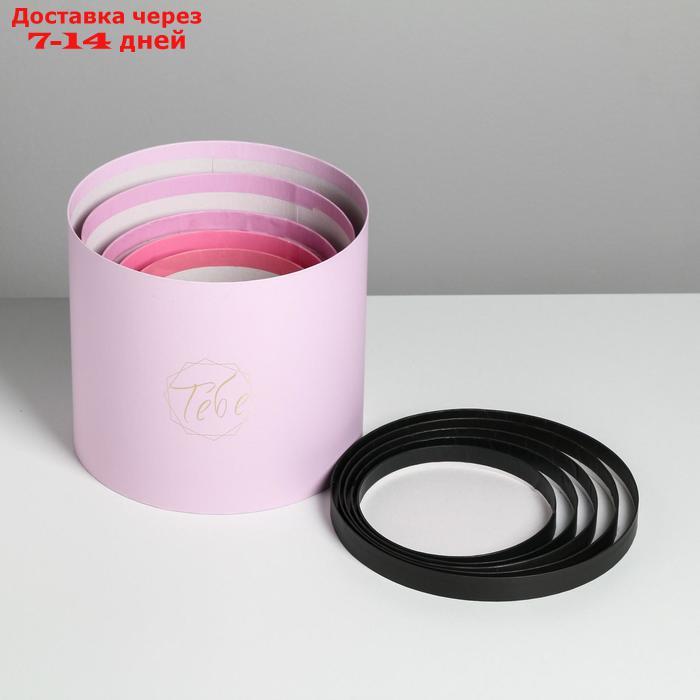 Набор шляпных коробок для цветов 5 в 1 "Чёрно-розовые", 14 × 13 см - 22 × 19,5 см - фото 8 - id-p221316888