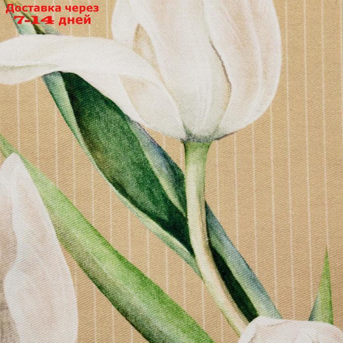 Скатерть "Этель" Белые тюльпаны 149х180см, 100% хл, саржа 190 г/м2 - фото 7 - id-p221317034