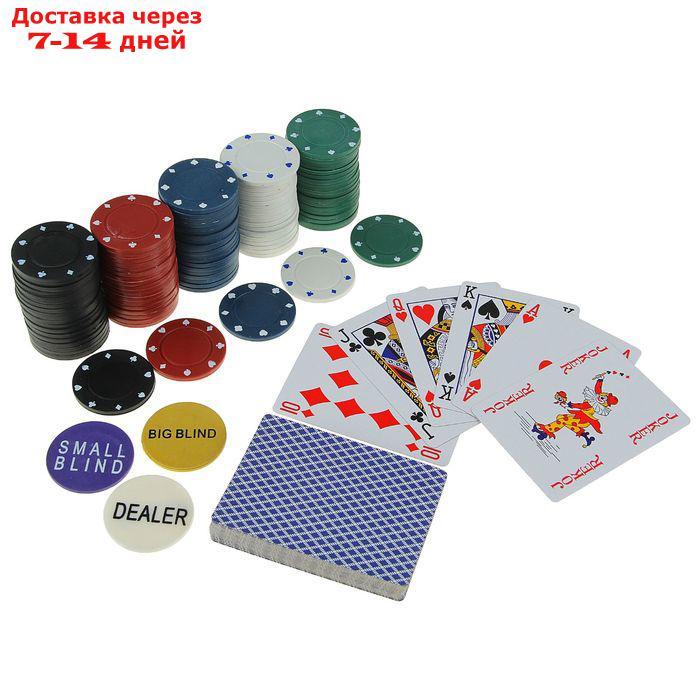 Покер, набор для игры (карты 2 колоды, фишки без номин. 200 шт, сукно 60х90 см) - фото 4 - id-p221317176