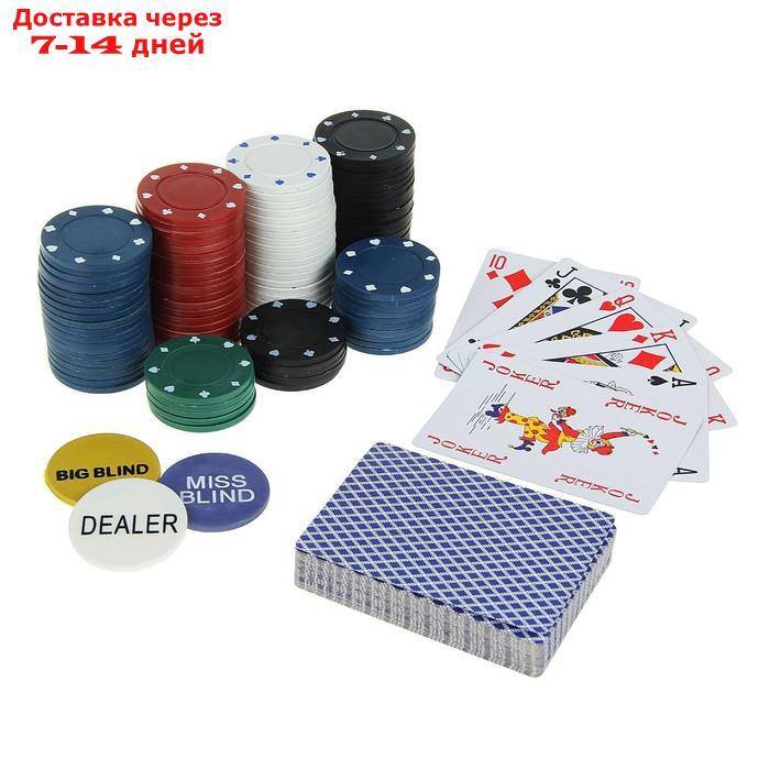 Покер, набор для игры (карты 2 колоды, фишки без номин. 200 шт, сукно 60х90 см) - фото 7 - id-p221317176