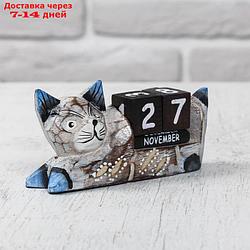 Деревянный календарь "Кошка" 13х4х6,5 см