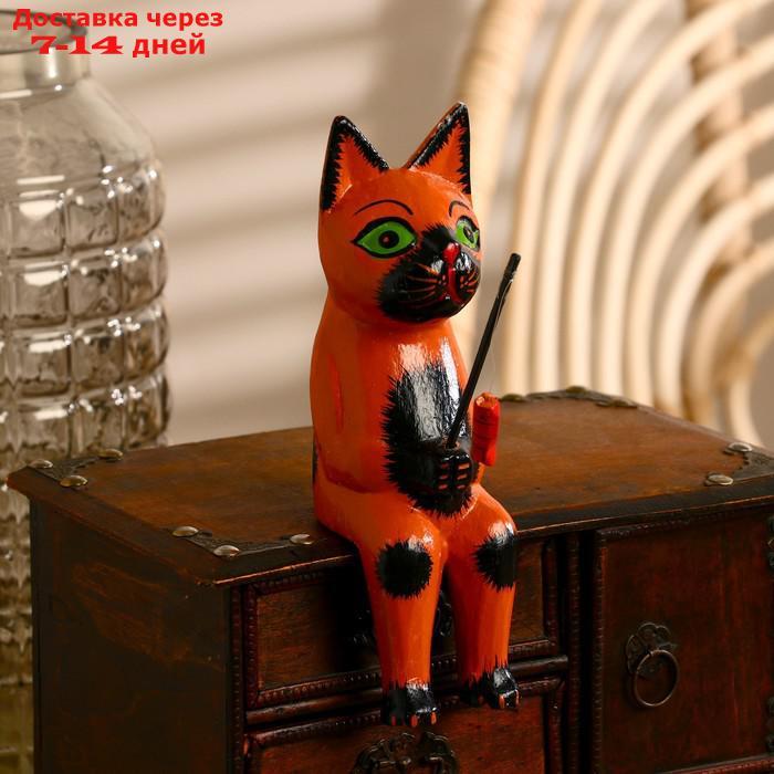 Интерьерный сувенир "Кот рыбак" рыжий 20 см - фото 2 - id-p221317298