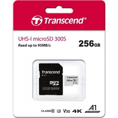 Карта памяти Transcend microSDXC 256GB Class 10 UHS-I U3 V30 A1 300S + SD адаптер (TS256GUSD300S-A) - фото 2 - id-p221396507