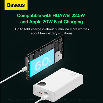 Внешний аккумулятор Baseus Adaman2 Digital Display Fast Charge Power Bank 20000mAh 30W (VOOC Edition) с - фото 6 - id-p221396515