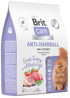 Сухой корм для кошек Brit Care Cat Anti-Hairball с белой рыбой и индейкой / 5066278