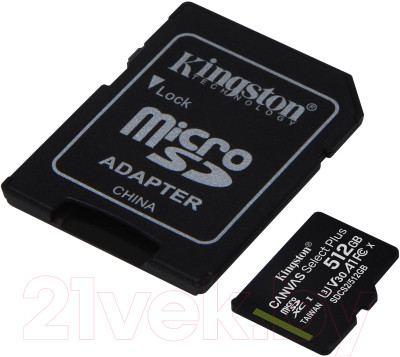 Карта памяти Kingston MicroSDXC Canvas Select Plus 100R Class 10 UHS-I U3 SDCS2/512GB - фото 2 - id-p221464356