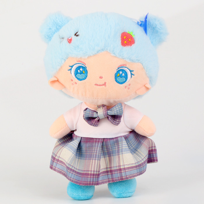 Мягкая игрушка "Куколка" с клубничкой, 25 см, цвет голубой - фото 1 - id-p221480167