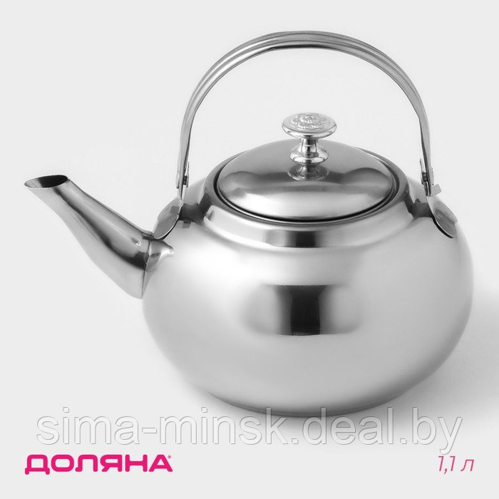 Чайник из нержавеющей стали «Гретель», 1,1 л, металлическое сито, цвет хромированный - фото 1 - id-p221479272