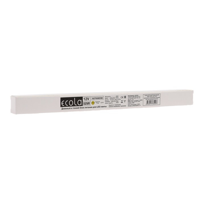 Узкий блок питания Ecola для светодиодной ленты 12 В, 50 Вт, IP20 - фото 2 - id-p221494753