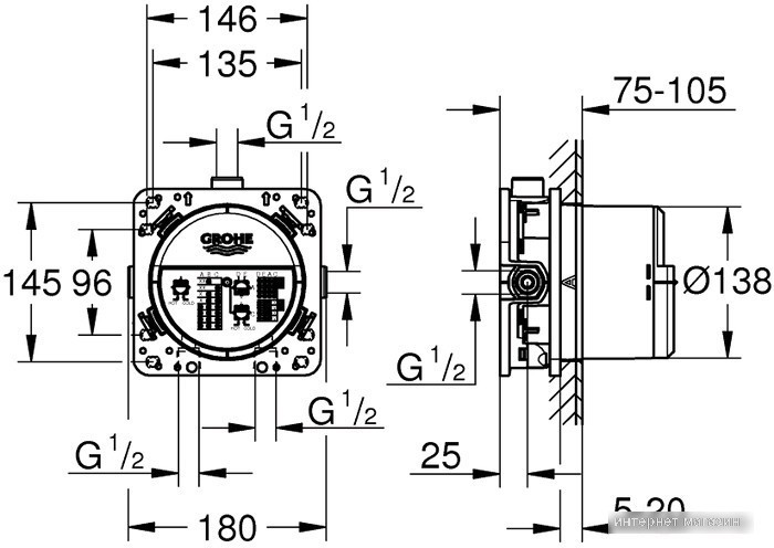 Монтажная коробка Grohe Rapido SmartBox 35600000 - фото 2 - id-p221524337