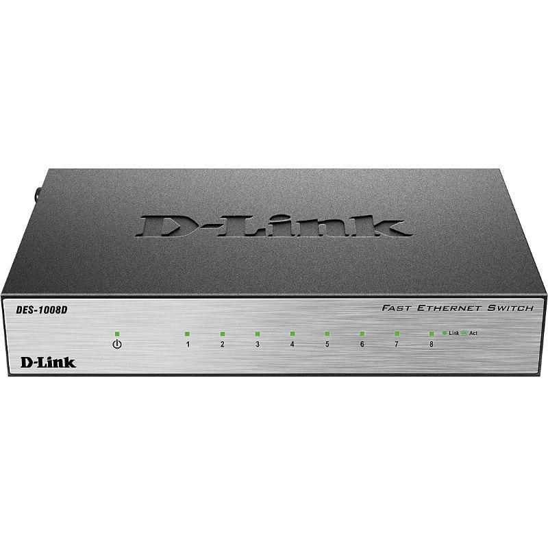 Сетевой коммутатор D-LINK DES-1008D/L2A 8-ports UTP 10/100Mbps, Stand-alone Desktop Unmanaged Switch, - фото 1 - id-p221328356