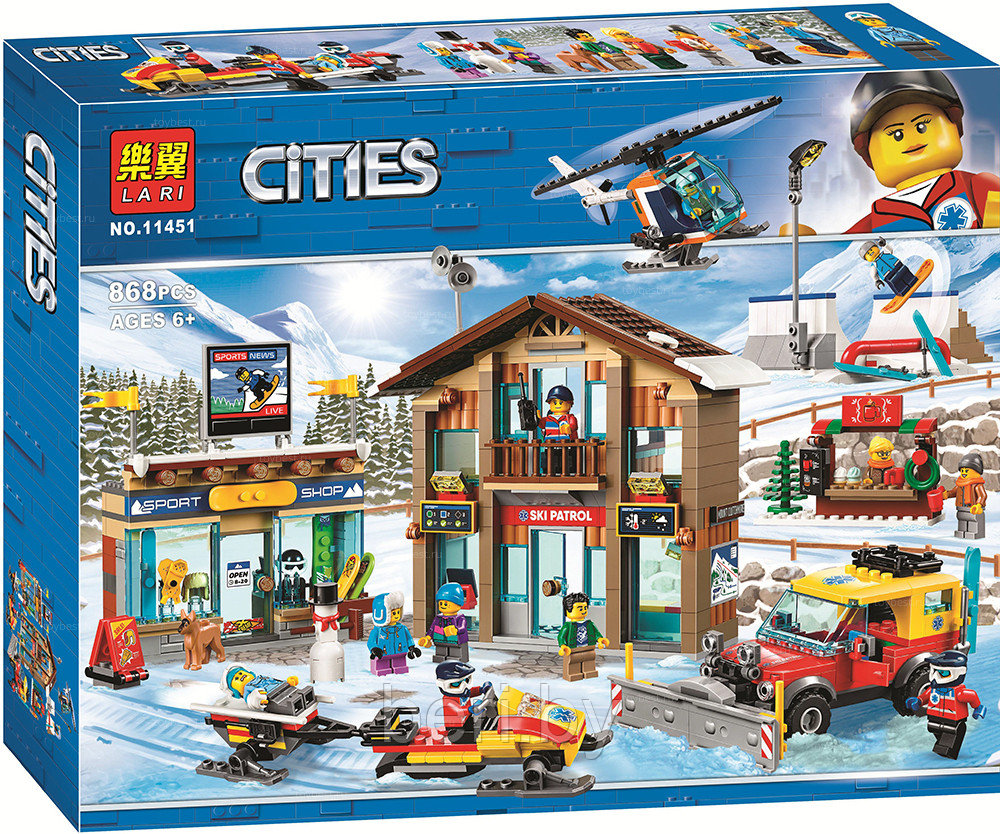 Конструктор LARI Cities "Горнолыжный курорт", 868 деталей, (Аналог LEGO City 60203)