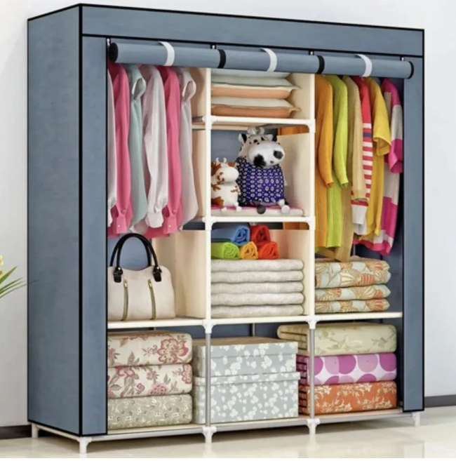 Шкаф складной каркасный тканевый STORAGE WARDROBE цвет серый.Лучшая цена!