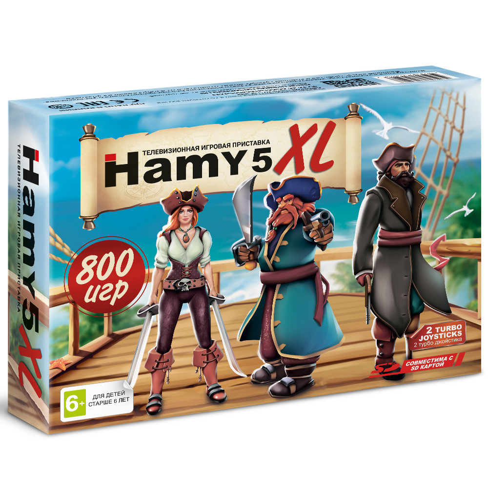 Игровая приставка SEGA+Dendy - Hamy 5 XL AV+HDMI 800 игр, 2 проводных геймпада (8 bit + 16 bit)