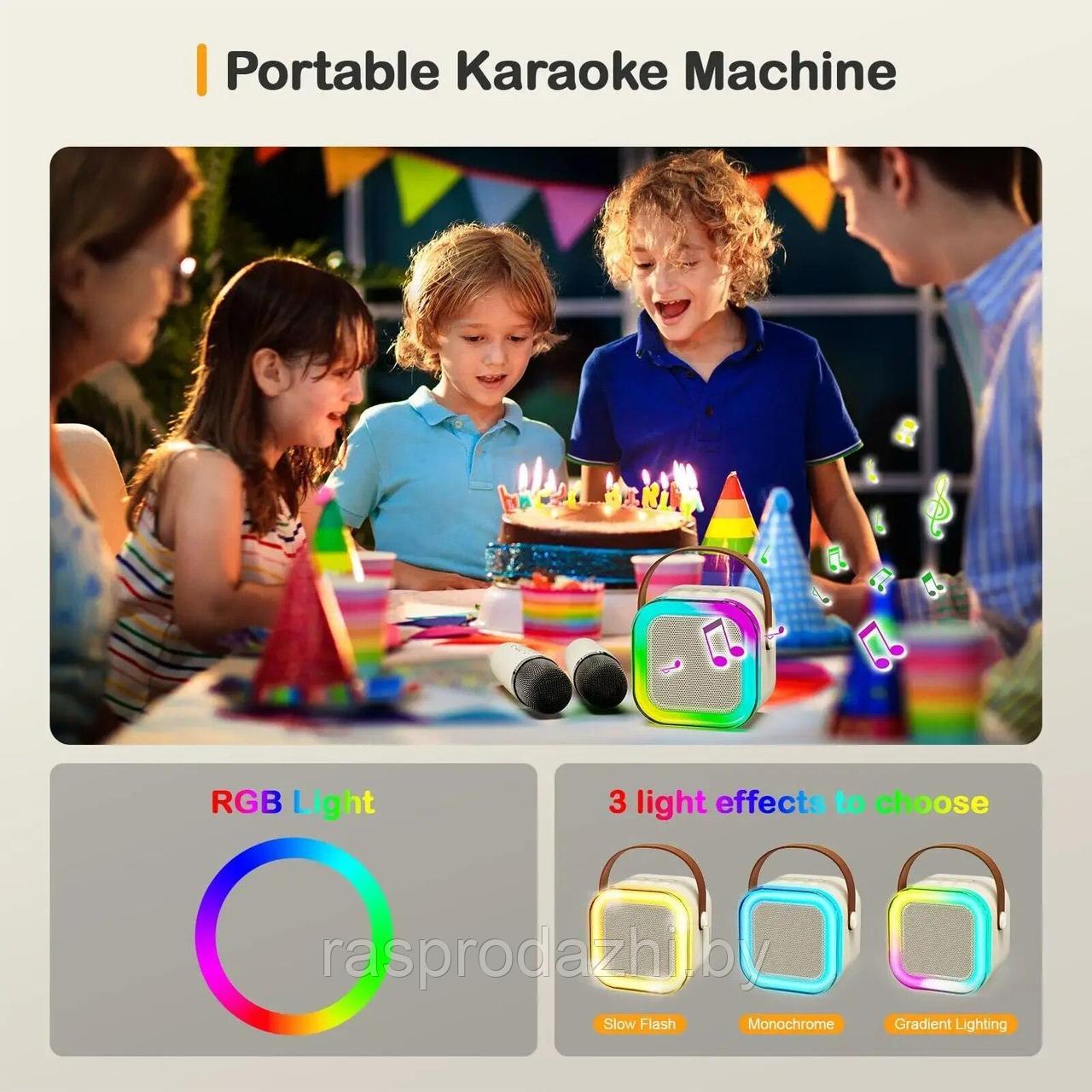 Караоке колонка с 2мя микрофонами Colorful Karaoke sound system K12 - фото 7 - id-p221552242