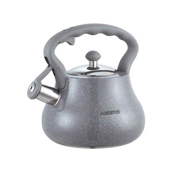 Чайник нержавеющая сталь для плиты 2.6 литра, «Серый гранит» ALBERG AL-3053 - фото 1 - id-p221553652