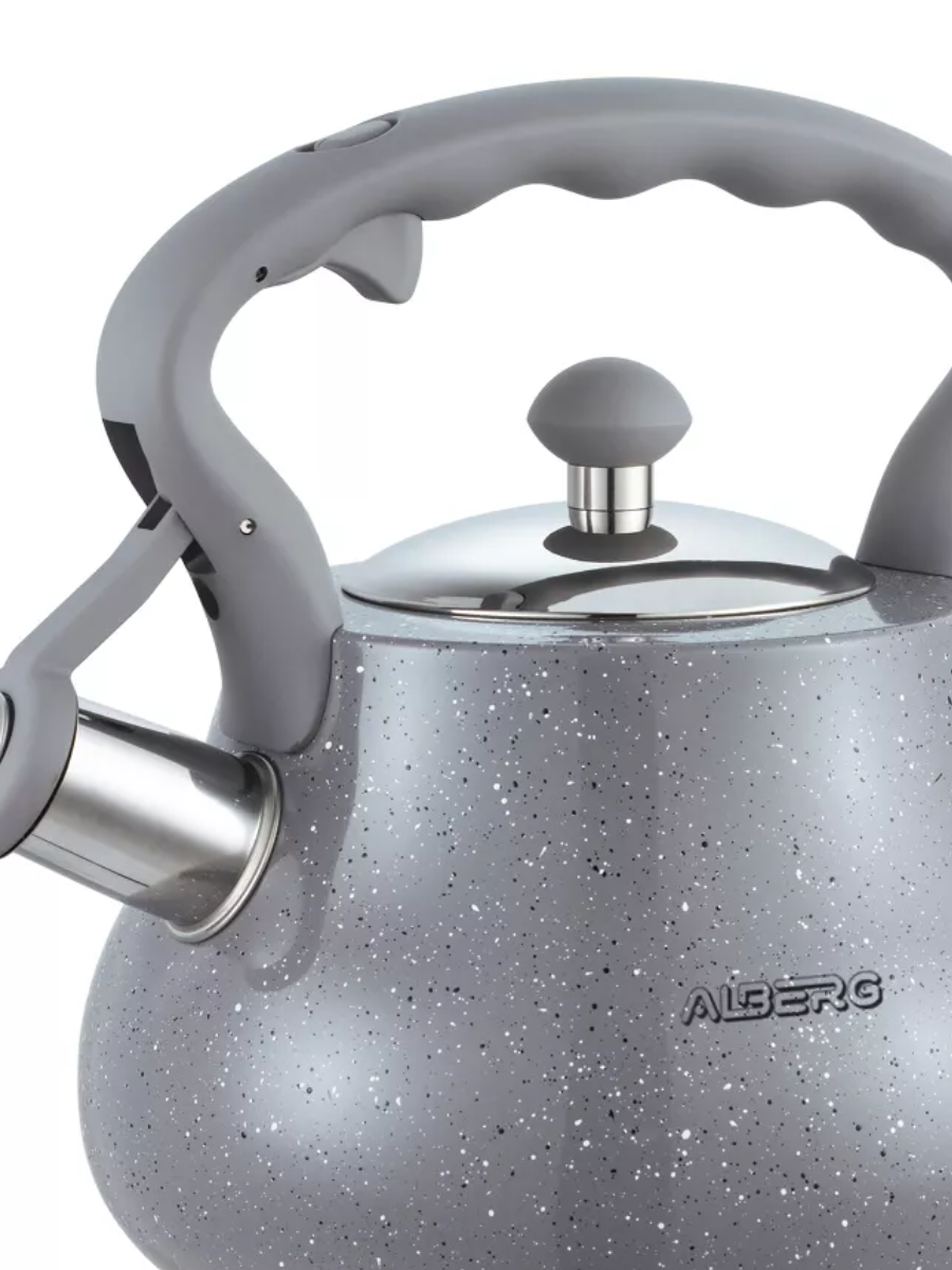 Чайник нержавеющая сталь для плиты 2.6 литра, «Серый гранит» ALBERG AL-3053 - фото 3 - id-p221553652