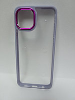 Чехол Samsung A03 силиконовый прозрачный с цветным ободком
