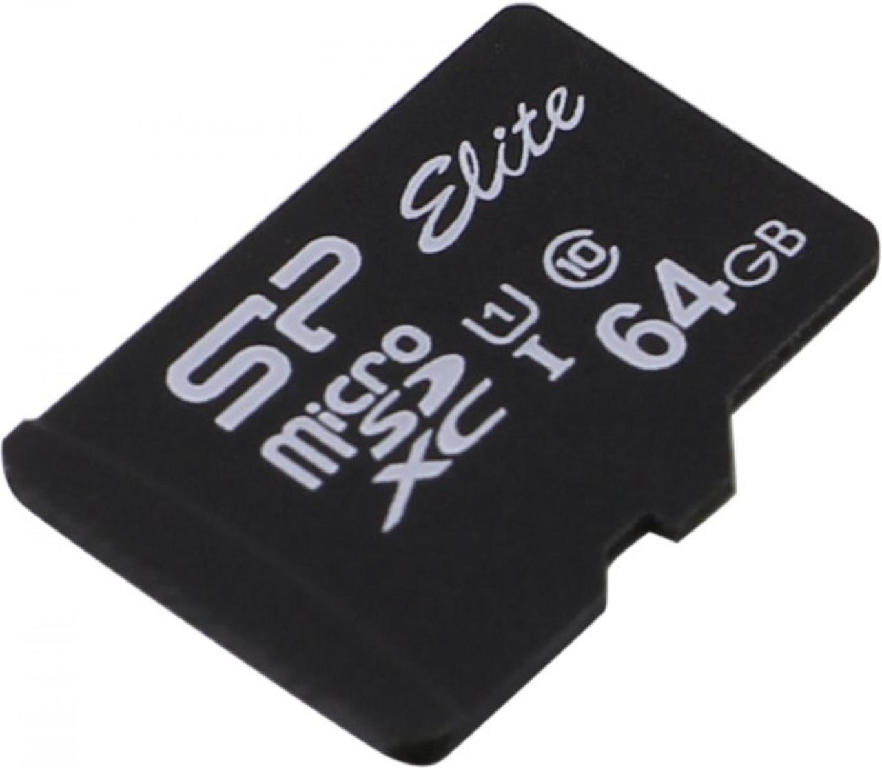 Карта памяти Silicon Power SP064GBSTXBU1V10-SP microSDXC Memory Card 64Gb UHS-I U1 + microSD-- SD Adapter - фото 1 - id-p221558680