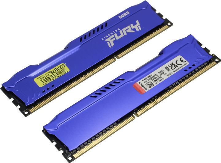 Оперативная память Kingston Fury Beast KF316C10BK2/8 DDR3 DIMM 8Gb KIT 2*4Gb PC3-12800 CL10 - фото 1 - id-p221558660