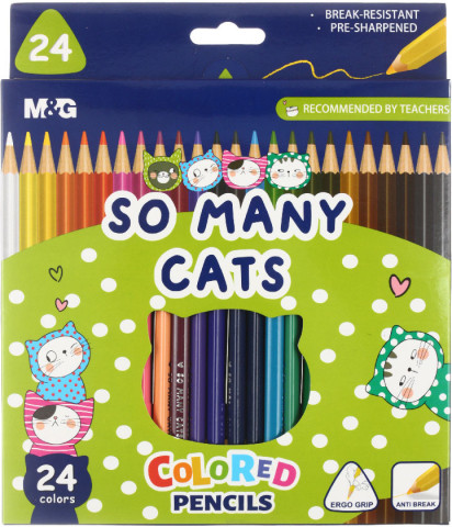 Карандаши цветные So Many Cats 24 цвета, длина 175 мм - фото 1 - id-p221561887