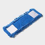 Насадка для плоской швабры Доляна, 43×13 см, 80 гр, микрофибра букли, цвет синий, фото 3