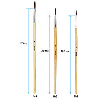 Набор кистей ArtSpace 3шт., пони, круглые, № 2, 3, 5, блистер ЦЕНА БЕЗ НДС!!!