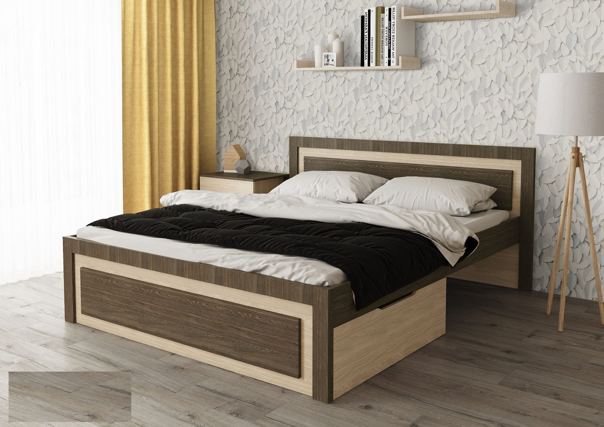 Кровать двуспальная СН-120.03 140см Дуб экспрессив песочный - Дуб экспрессив бронзовый